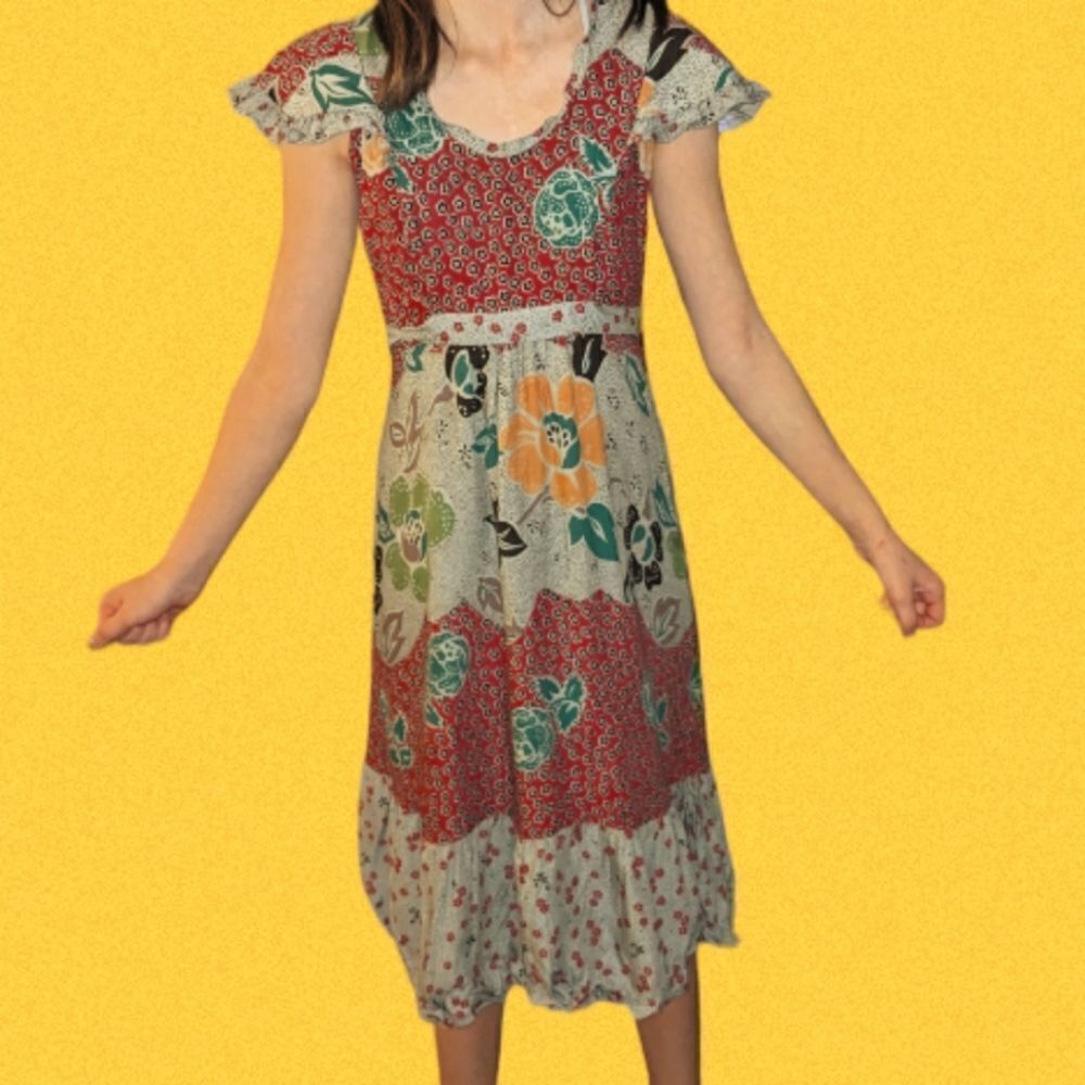 Vintage union made floral patchwork dress size 5